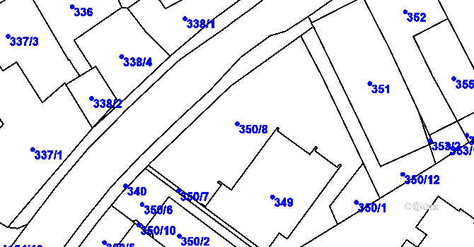 Parcela st. 350/8 v KÚ Jablunkov, Katastrální mapa
