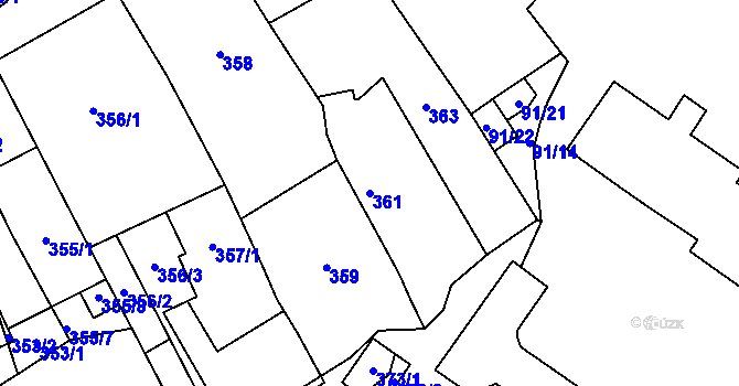 Parcela st. 361 v KÚ Jablunkov, Katastrální mapa
