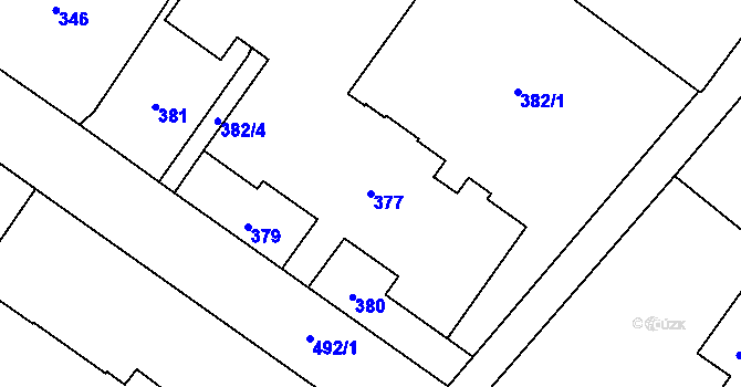 Parcela st. 377 v KÚ Jablunkov, Katastrální mapa