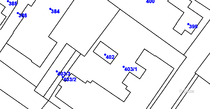 Parcela st. 402 v KÚ Jablunkov, Katastrální mapa
