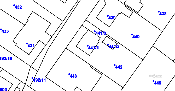 Parcela st. 441/1 v KÚ Jablunkov, Katastrální mapa