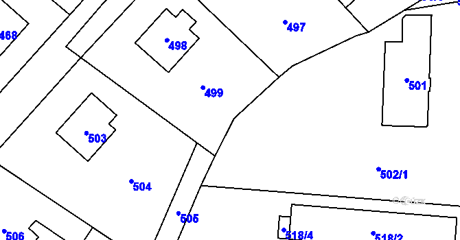 Parcela st. 500 v KÚ Jablunkov, Katastrální mapa