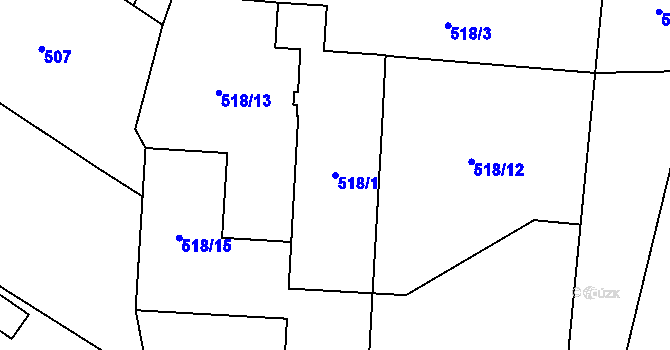 Parcela st. 518/1 v KÚ Jablunkov, Katastrální mapa