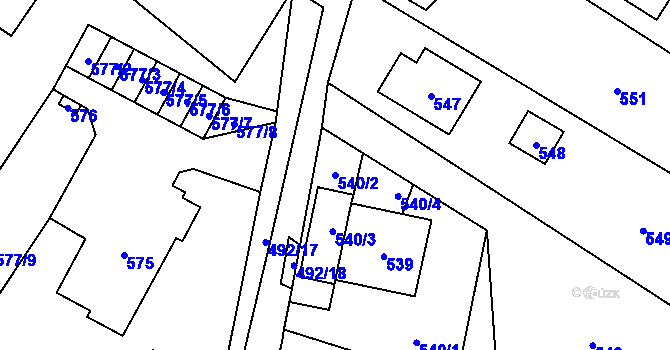Parcela st. 540/2 v KÚ Jablunkov, Katastrální mapa