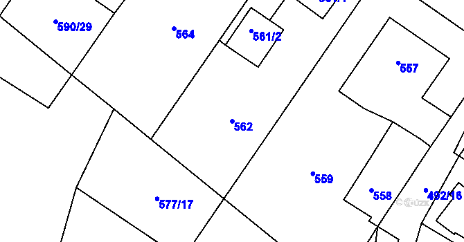 Parcela st. 562 v KÚ Jablunkov, Katastrální mapa