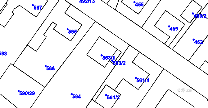 Parcela st. 563 v KÚ Jablunkov, Katastrální mapa