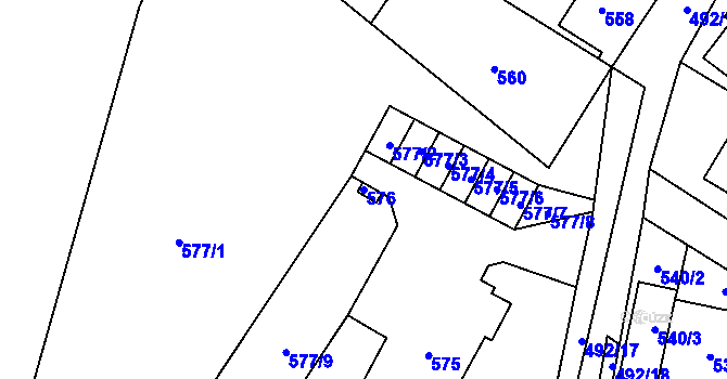 Parcela st. 576 v KÚ Jablunkov, Katastrální mapa