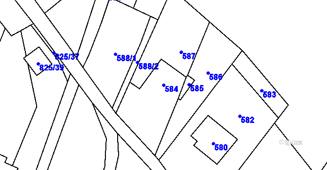 Parcela st. 584 v KÚ Jablunkov, Katastrální mapa