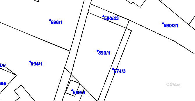 Parcela st. 590/1 v KÚ Jablunkov, Katastrální mapa