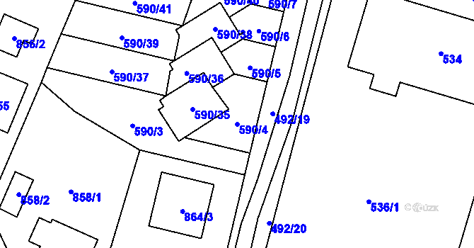 Parcela st. 590/4 v KÚ Jablunkov, Katastrální mapa