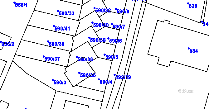 Parcela st. 590/5 v KÚ Jablunkov, Katastrální mapa
