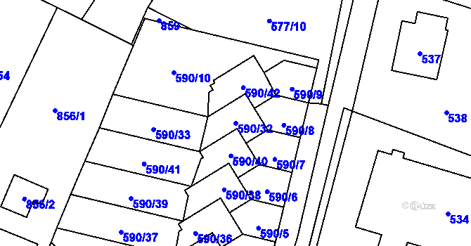 Parcela st. 590/32 v KÚ Jablunkov, Katastrální mapa
