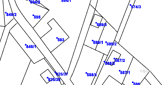 Parcela st. 591 v KÚ Jablunkov, Katastrální mapa