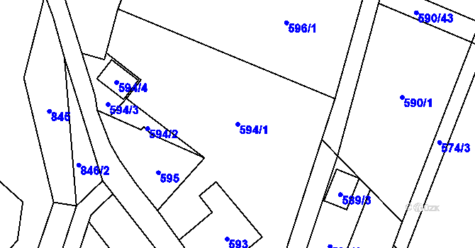 Parcela st. 594/1 v KÚ Jablunkov, Katastrální mapa