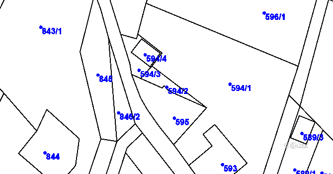 Parcela st. 594/2 v KÚ Jablunkov, Katastrální mapa