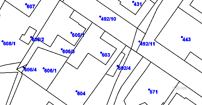 Parcela st. 603 v KÚ Jablunkov, Katastrální mapa
