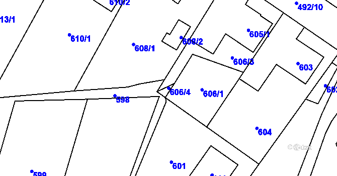 Parcela st. 606/4 v KÚ Jablunkov, Katastrální mapa