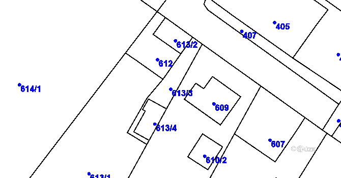 Parcela st. 613/3 v KÚ Jablunkov, Katastrální mapa