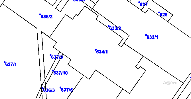 Parcela st. 634/1 v KÚ Jablunkov, Katastrální mapa
