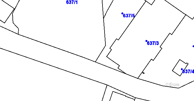 Parcela st. 637/8 v KÚ Jablunkov, Katastrální mapa