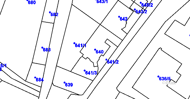 Parcela st. 640 v KÚ Jablunkov, Katastrální mapa