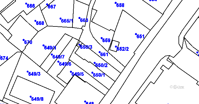 Parcela st. 661 v KÚ Jablunkov, Katastrální mapa