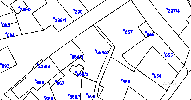 Parcela st. 664/2 v KÚ Jablunkov, Katastrální mapa