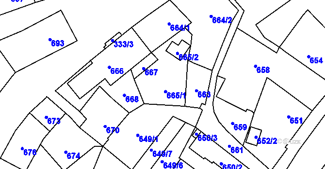 Parcela st. 665 v KÚ Jablunkov, Katastrální mapa