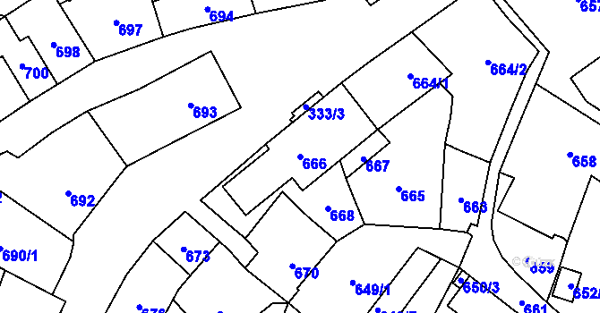 Parcela st. 666 v KÚ Jablunkov, Katastrální mapa
