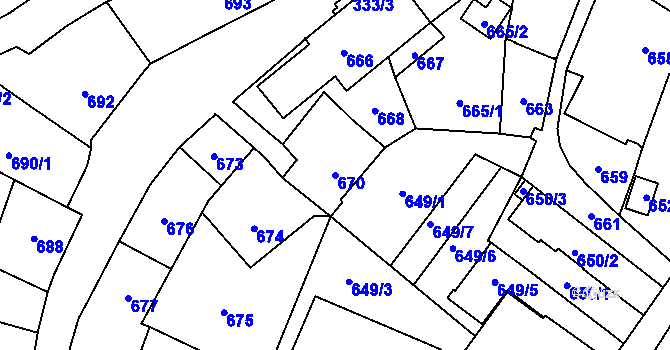 Parcela st. 670 v KÚ Jablunkov, Katastrální mapa