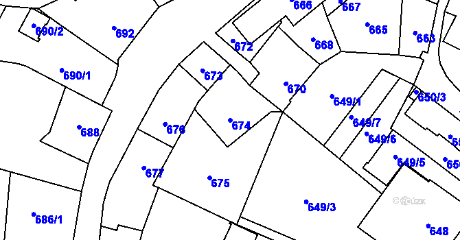 Parcela st. 674 v KÚ Jablunkov, Katastrální mapa