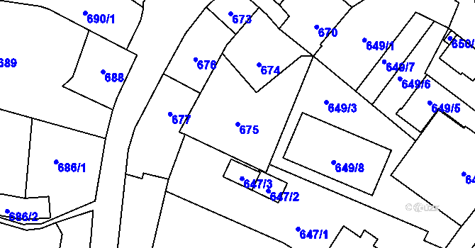 Parcela st. 675 v KÚ Jablunkov, Katastrální mapa