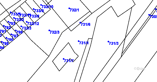 Parcela st. 731/1 v KÚ Jablunkov, Katastrální mapa