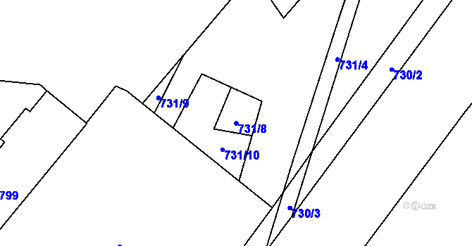 Parcela st. 731/8 v KÚ Jablunkov, Katastrální mapa
