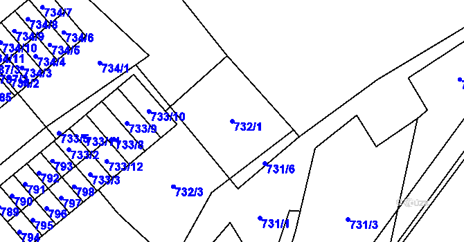 Parcela st. 732/1 v KÚ Jablunkov, Katastrální mapa