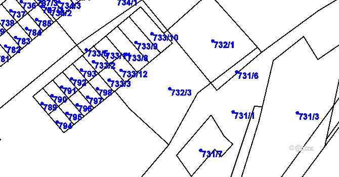 Parcela st. 732/3 v KÚ Jablunkov, Katastrální mapa