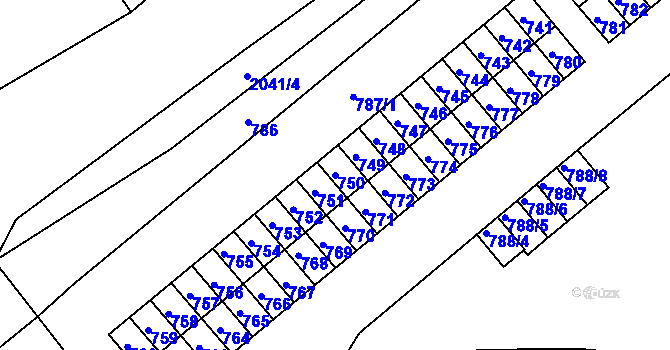 Parcela st. 750 v KÚ Jablunkov, Katastrální mapa