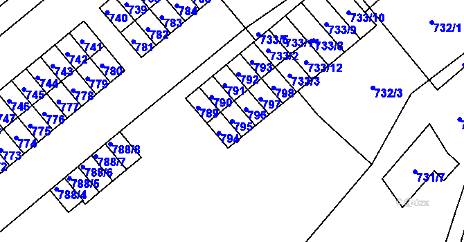Parcela st. 795 v KÚ Jablunkov, Katastrální mapa