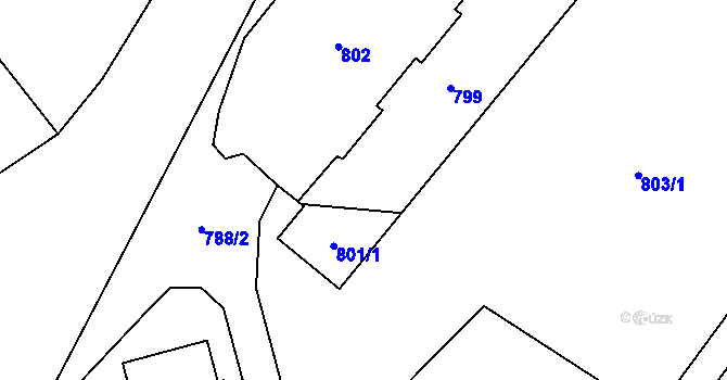Parcela st. 801/2 v KÚ Jablunkov, Katastrální mapa
