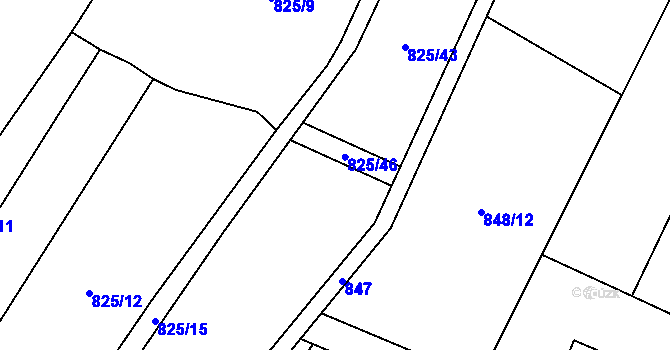 Parcela st. 825/21 v KÚ Jablunkov, Katastrální mapa