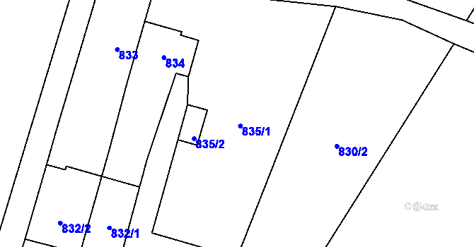 Parcela st. 835 v KÚ Jablunkov, Katastrální mapa