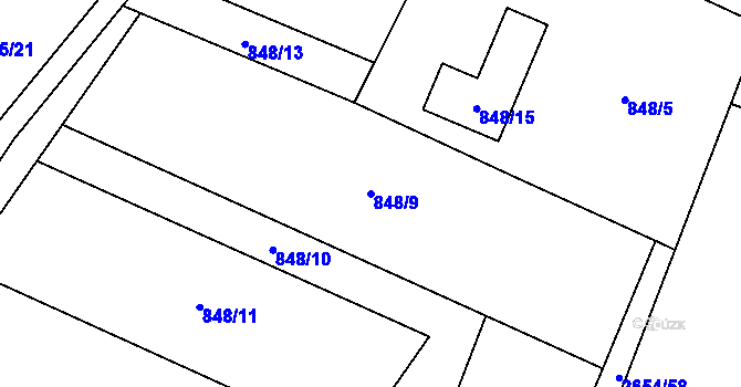 Parcela st. 848/9 v KÚ Jablunkov, Katastrální mapa