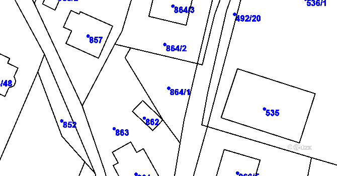 Parcela st. 864/1 v KÚ Jablunkov, Katastrální mapa