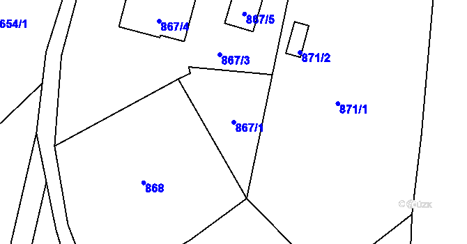 Parcela st. 867/1 v KÚ Jablunkov, Katastrální mapa