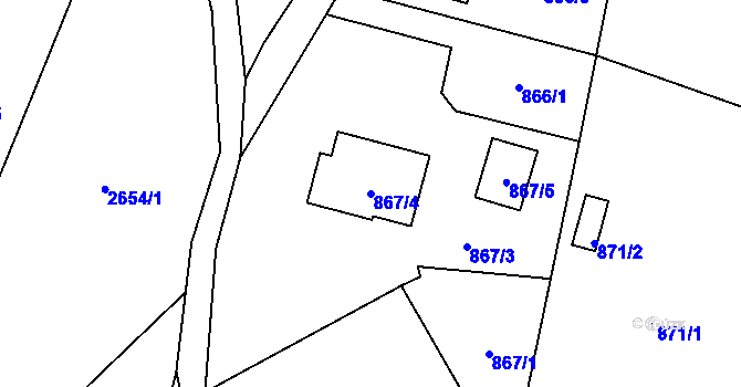 Parcela st. 867/4 v KÚ Jablunkov, Katastrální mapa