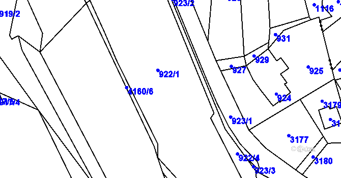 Parcela st. 922 v KÚ Jablunkov, Katastrální mapa
