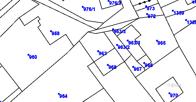 Parcela st. 962 v KÚ Jablunkov, Katastrální mapa
