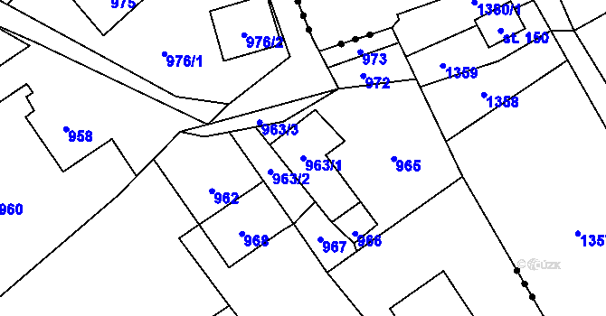 Parcela st. 963/1 v KÚ Jablunkov, Katastrální mapa