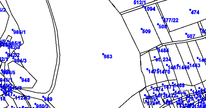 Parcela st. 983 v KÚ Jablunkov, Katastrální mapa