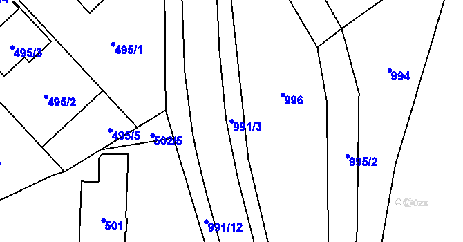 Parcela st. 991/3 v KÚ Jablunkov, Katastrální mapa